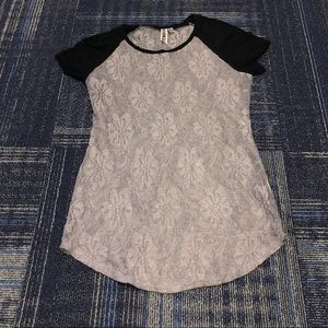 BKE shirt sleeve, lace top.